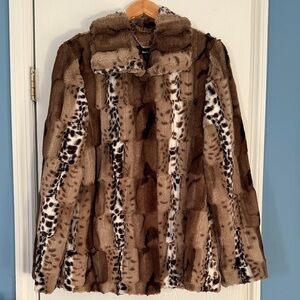 Brown Faux Fur Women's Coat